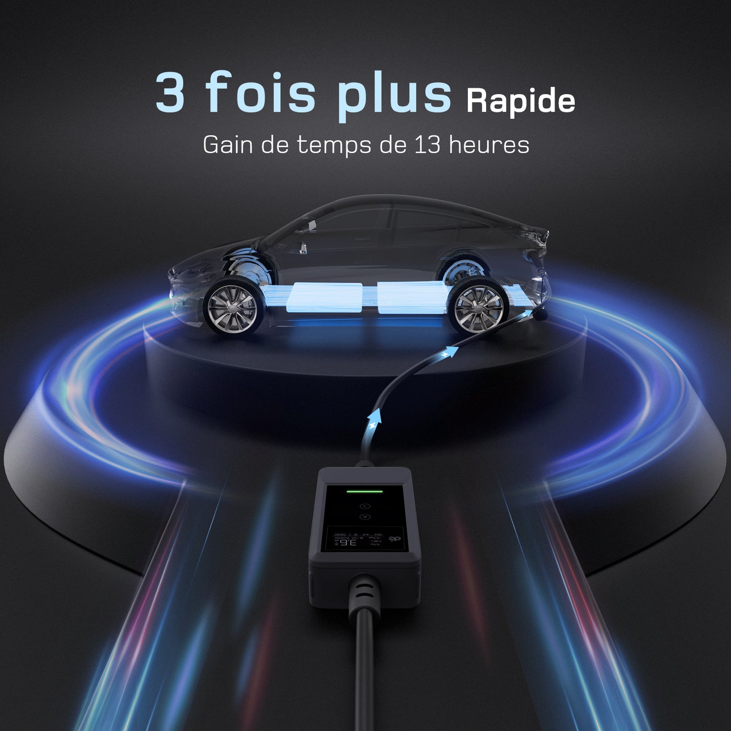 dé Chargeur Voiture Electrique 3,7kW v2– Type 2, idéal maison et voyage