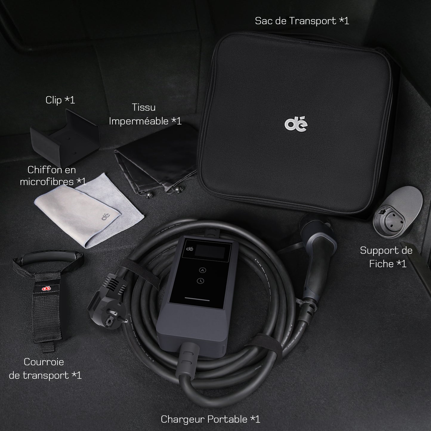dé Chargeur Voiture Electrique 3,7kW v2– Type 2, idéal maison et voyage