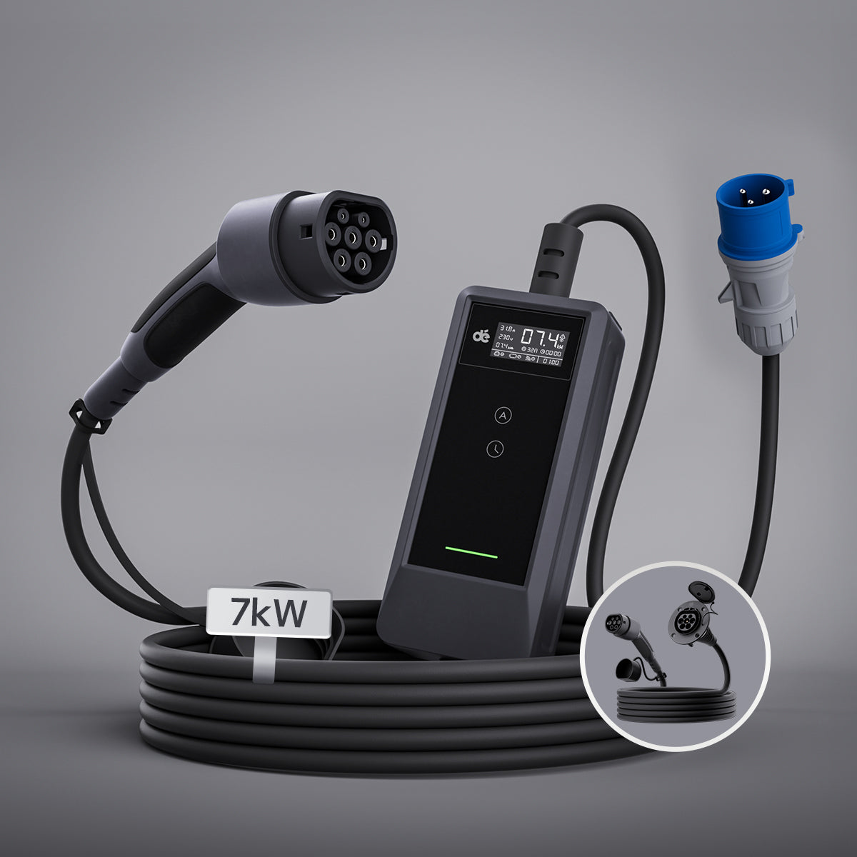dé Chargeur Voiture Electrique CEE 7,4kW & Câble de Rallonge 7,4kW
