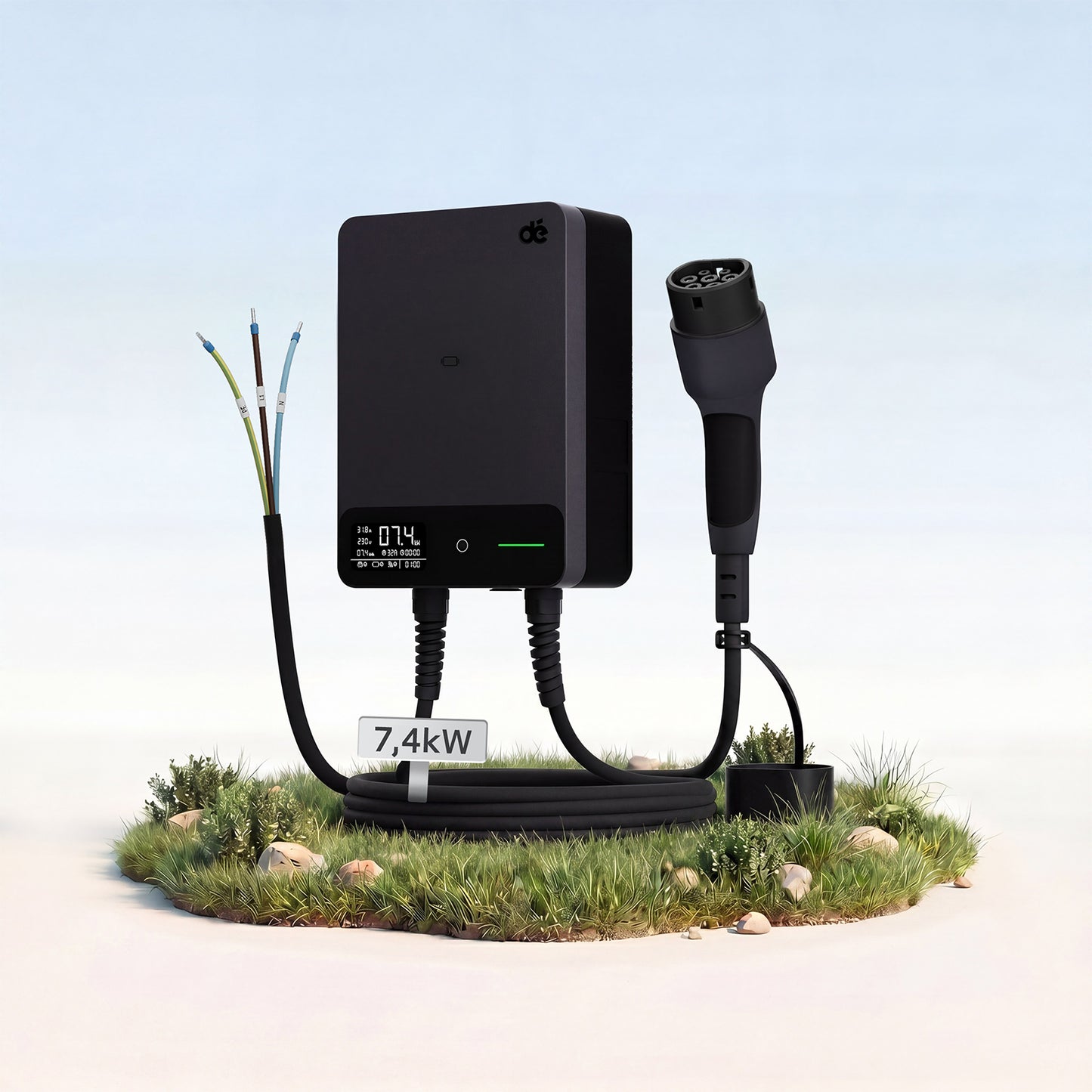 dé Borne de Recharge 7,4kW – Installation monophasée, APP et RFID