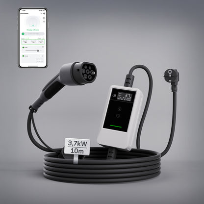 dé Chargeur Voiture Electrique 3,7kW v2– Type 2, idéal maison et voyage