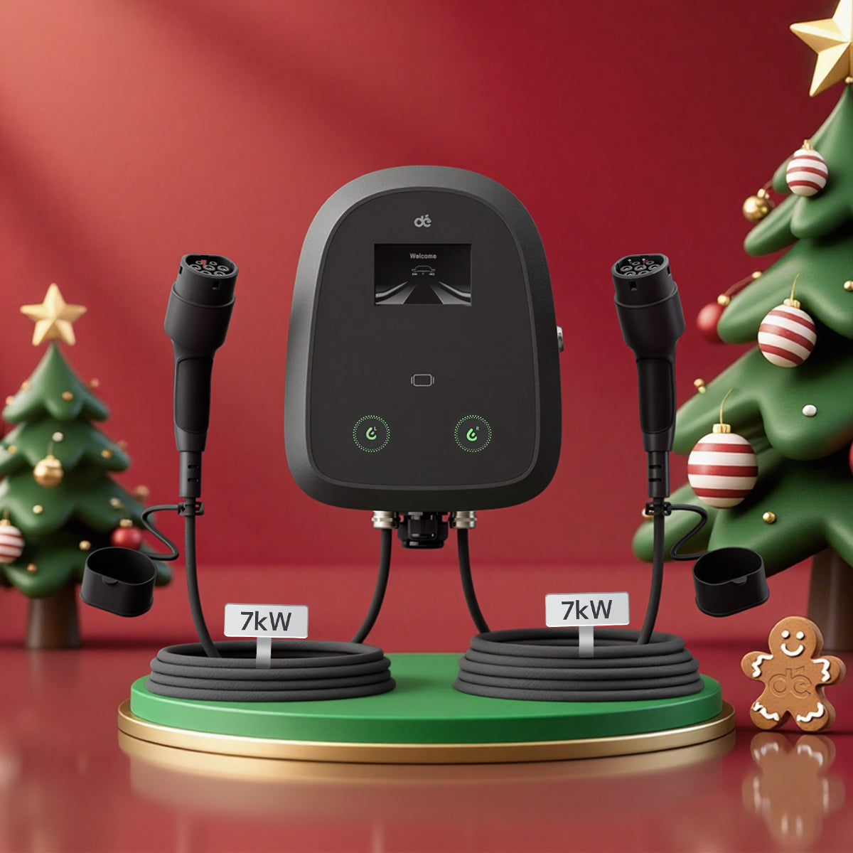 dé 2×7,4 kW Dual Wallbox avec contrôle APP et OCPP/RFID