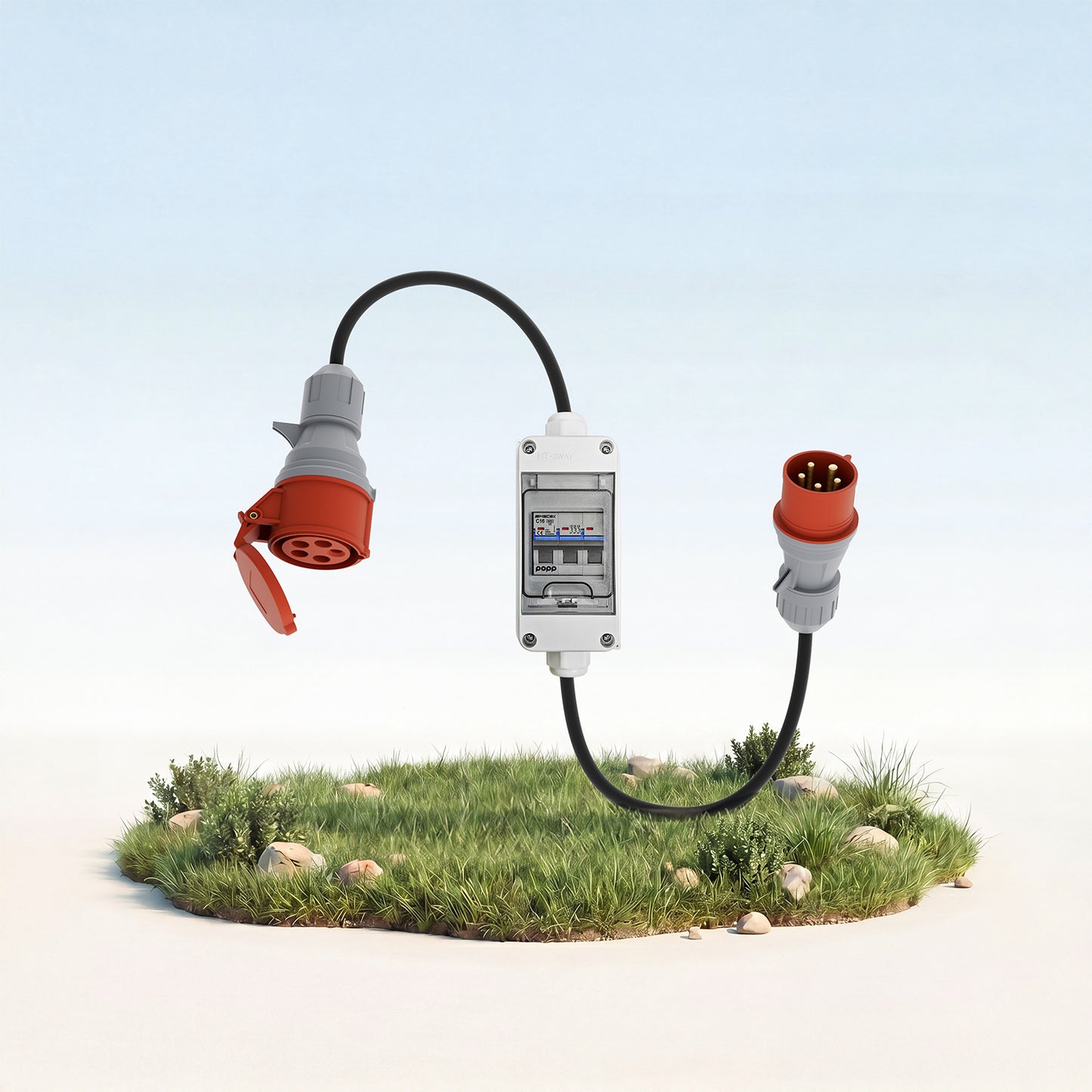 Adaptateur CEE 32A mâle à 16A femelle avec coupe-circuit automatique