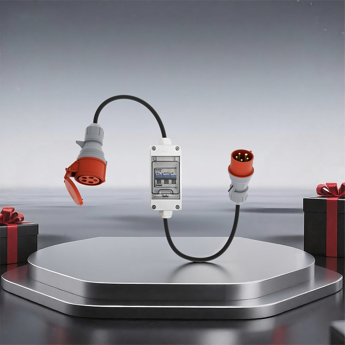 Adaptateur CEE 32A mâle à 16A femelle avec coupe-circuit automatique