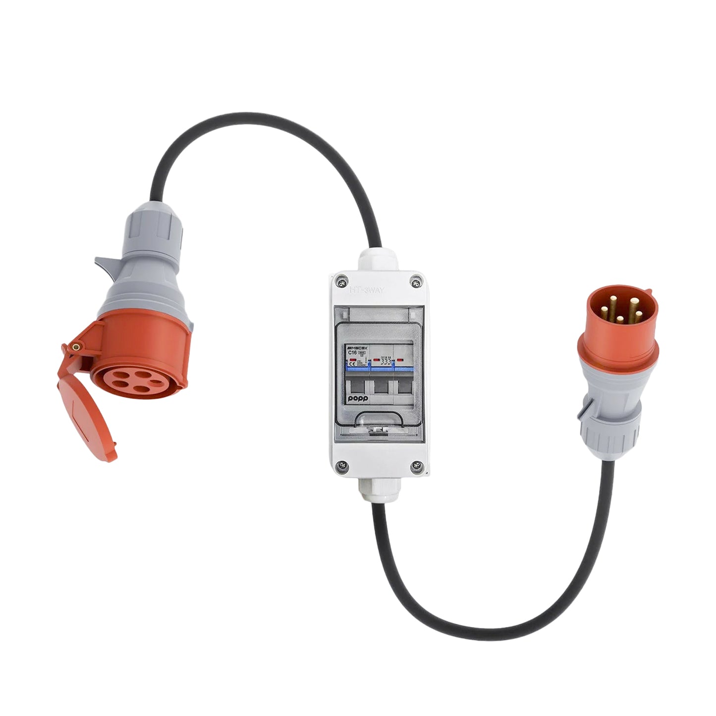 Adaptateur CEE 32A mâle à 16A femelle avec coupe-circuit automatique
