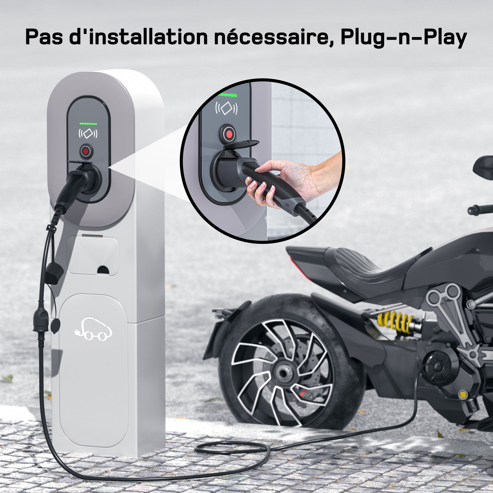 Adaptateur Type 2 vers Schuko - prise de charge pour voiture électrique