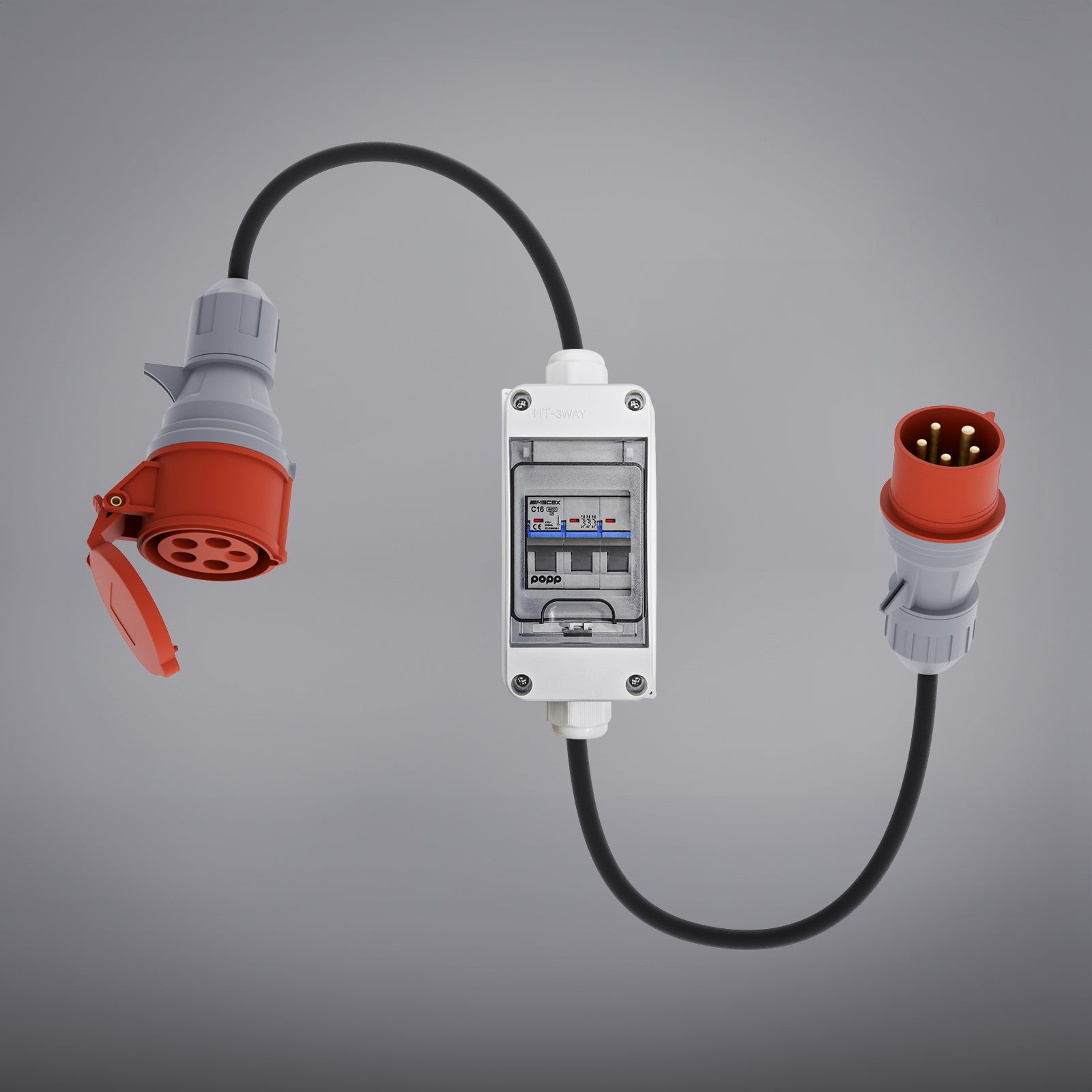 Adaptateur CEE 32A mâle à 16A femelle avec coupe-circuit automatique