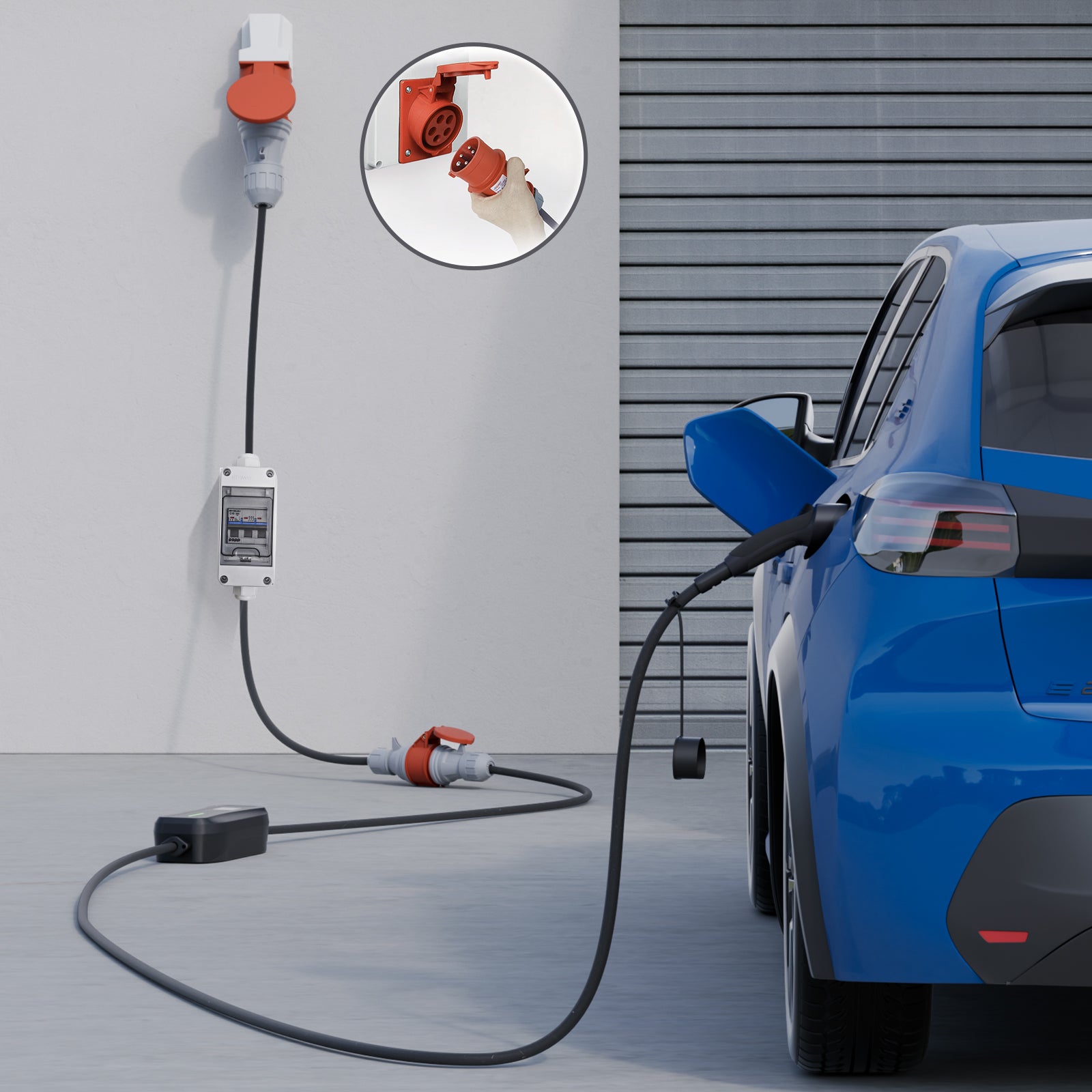 Adaptateur CEE 32A mâle à 16A femelle avec coupe-circuit automatique