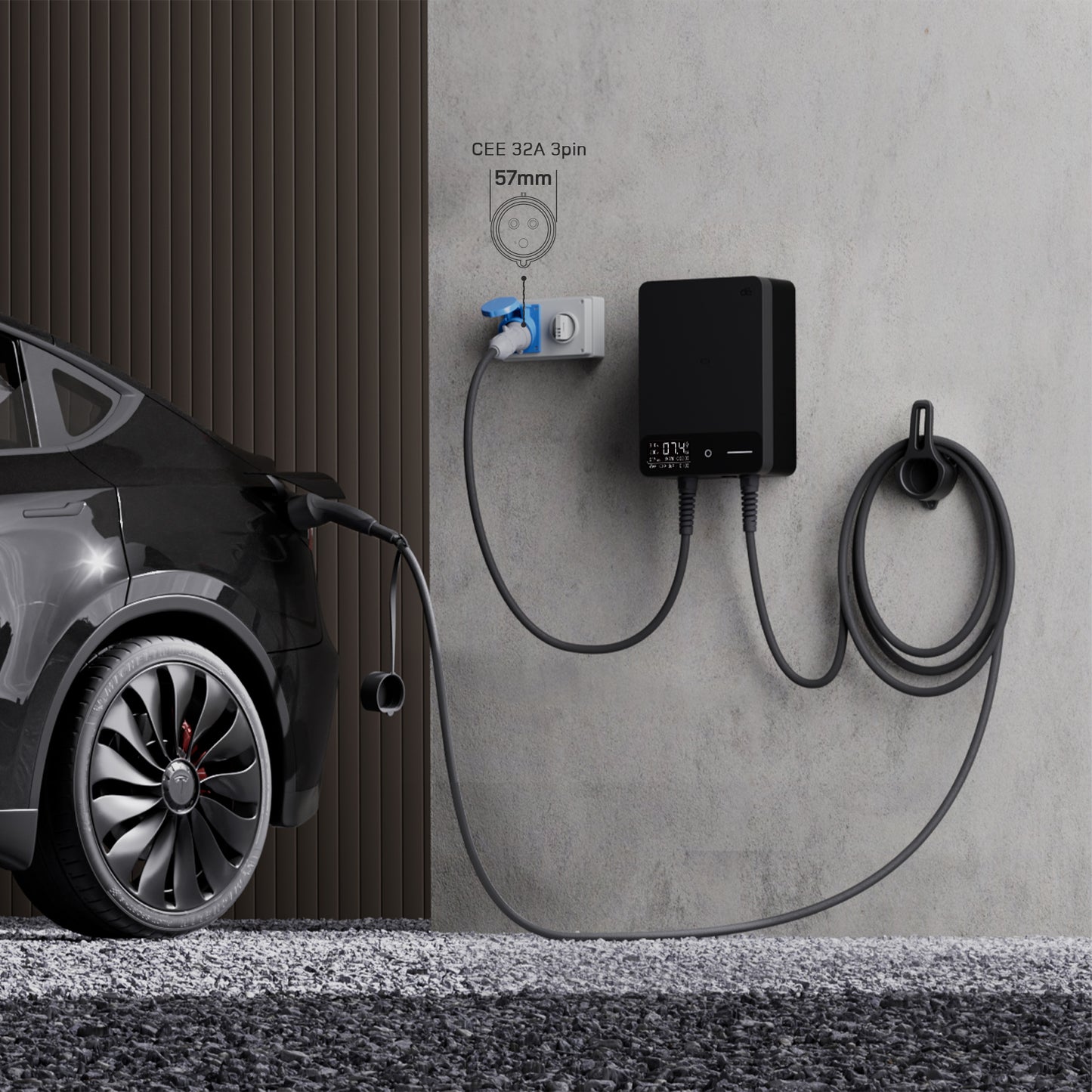 dé Borne de Recharge 7,4kW – Installation monophasée, APP et RFID