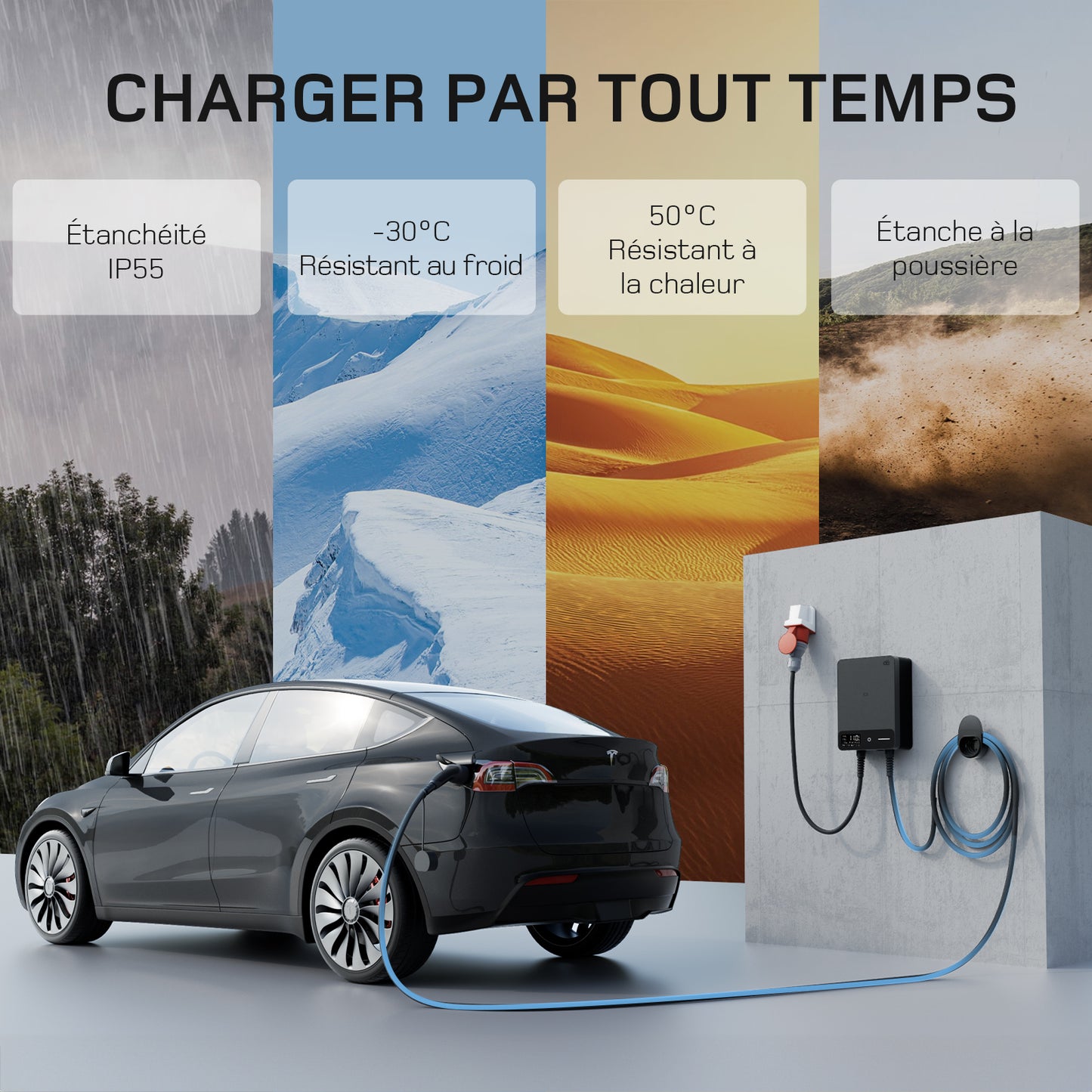 Câble de Recharge type 2 Extrémité Ouverte 11kW