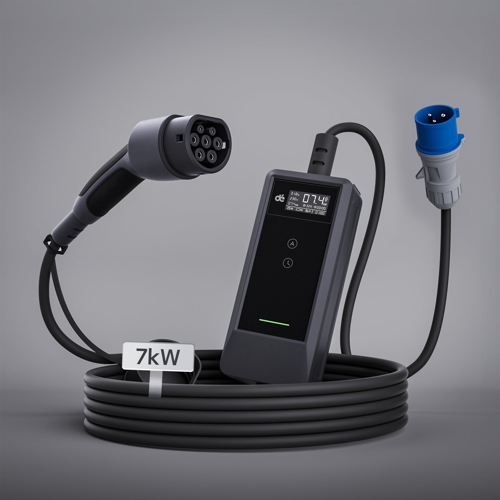 dé chargeur 7kW avec écran digital paramètres de charge