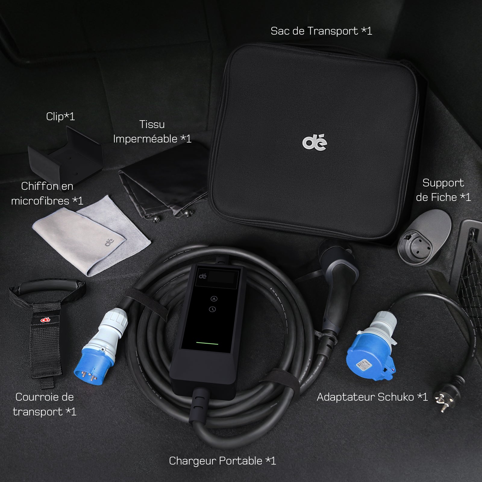 dé chargeur 7kW portable adaptateur Schuko support de fiche