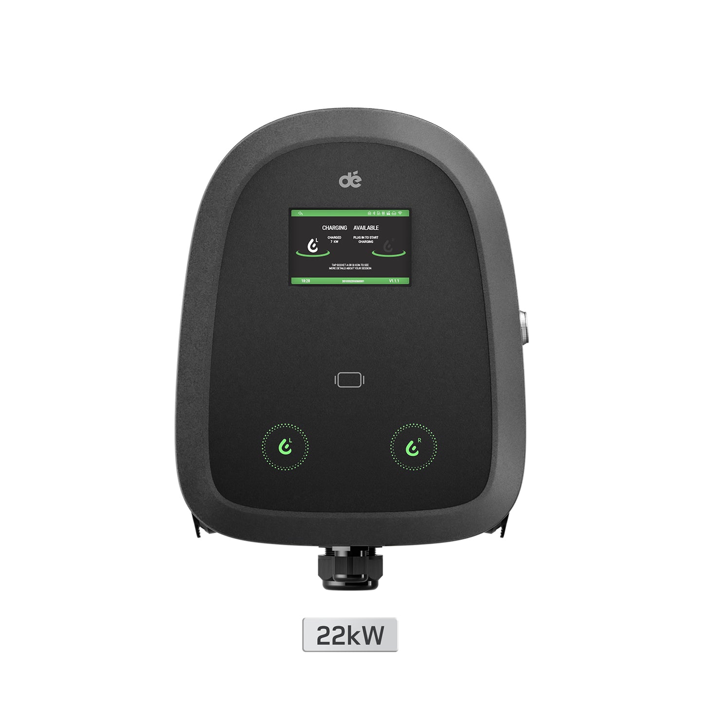 dé 2×22 kW Dual Wallbox avec contrôle APP et OCPP/RFID