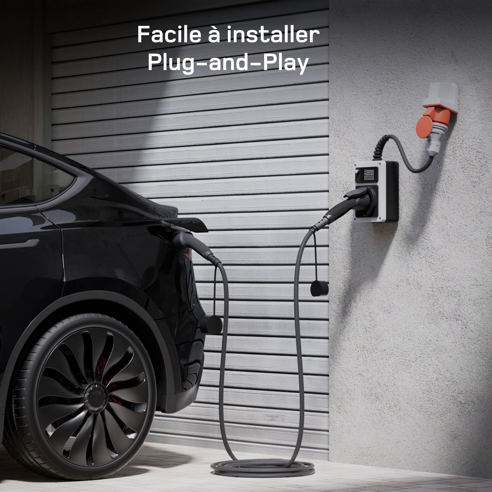 dé Borne de Recharge Mobile 22kW pour Voiture Électrique (CEE 32A, Triphasée)