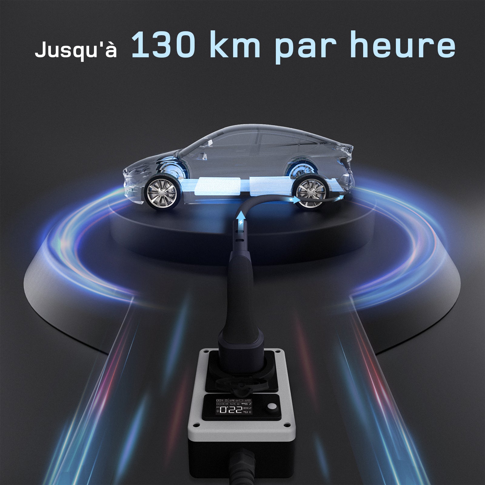 dé Borne de Recharge Mobile 22kW pour Voiture Électrique (CEE 32A, Triphasée)