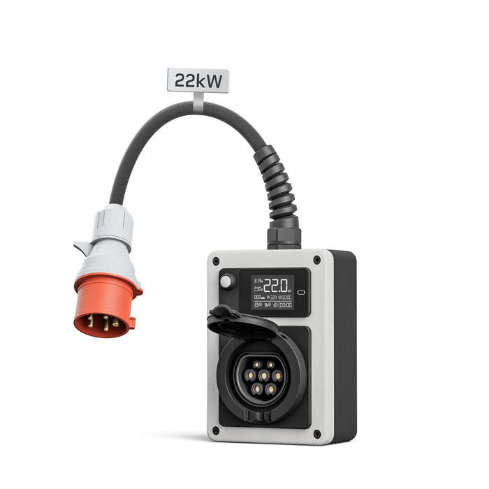 dé Borne de Recharge Mobile 22kW pour Voiture Électrique (CEE 32A, Triphasée)