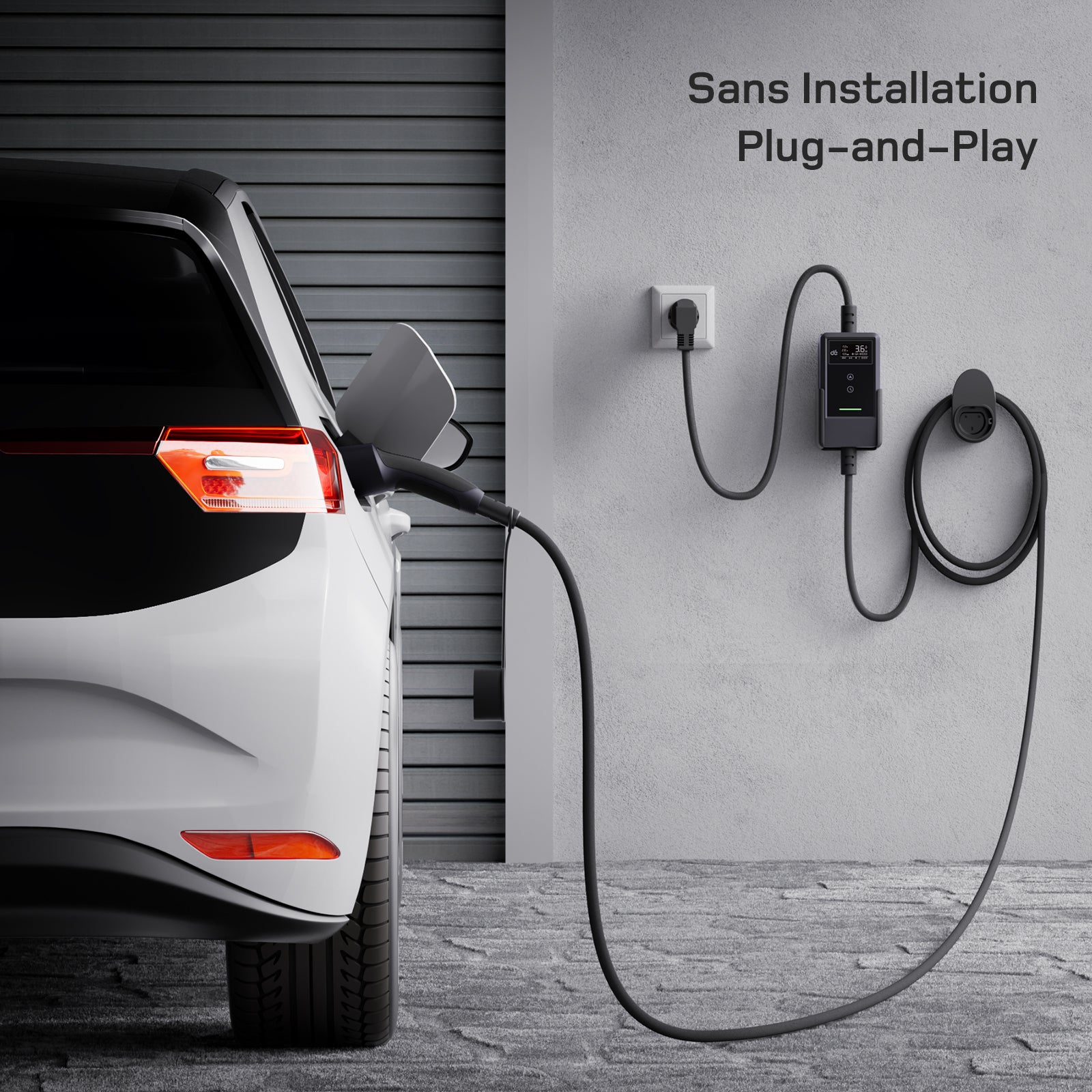 dé Chargeur Voiture Electrique 3,7kW v2– Type 2, idéal maison et voyage