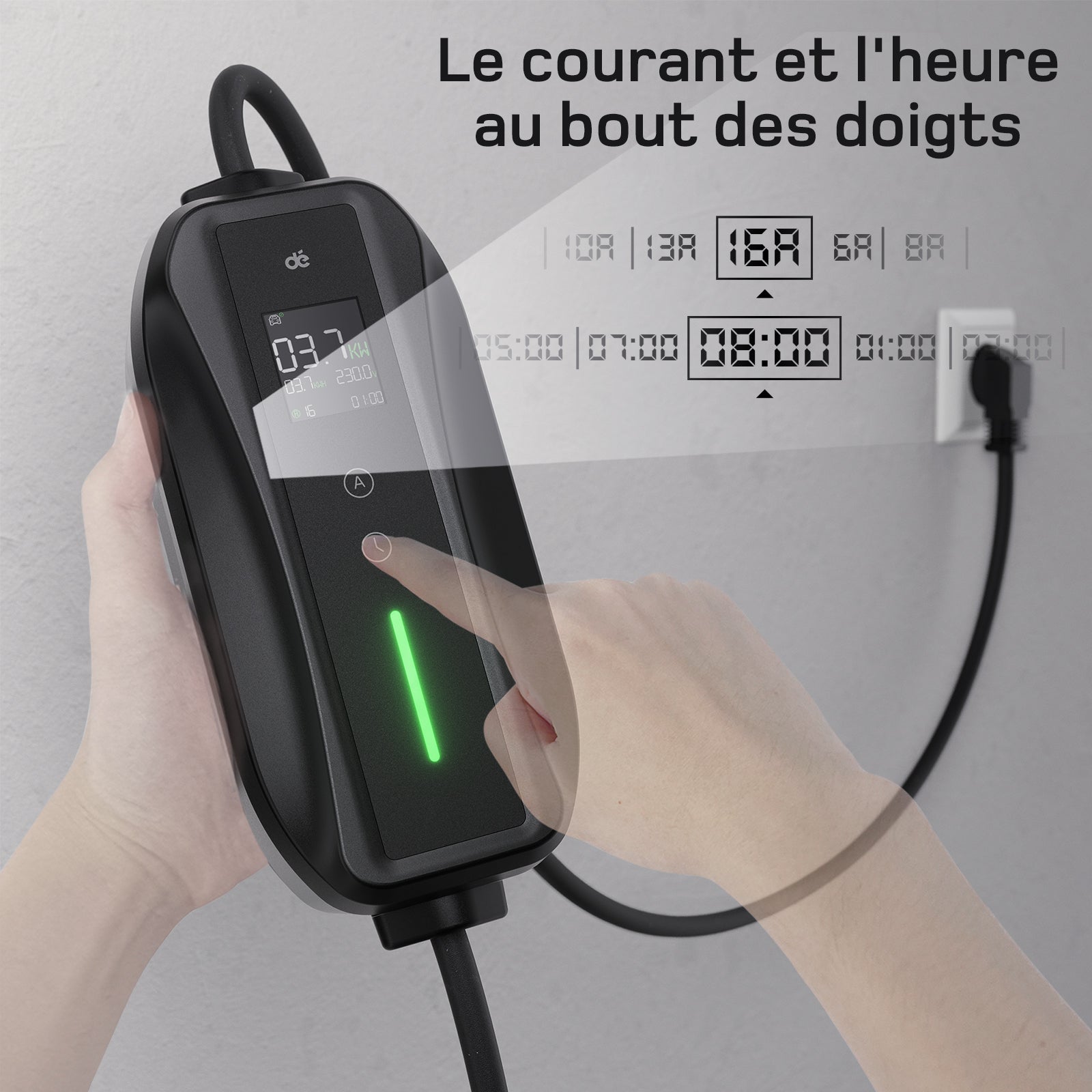 dé Chargeur Voiture Electrique Schuko 3,7kW