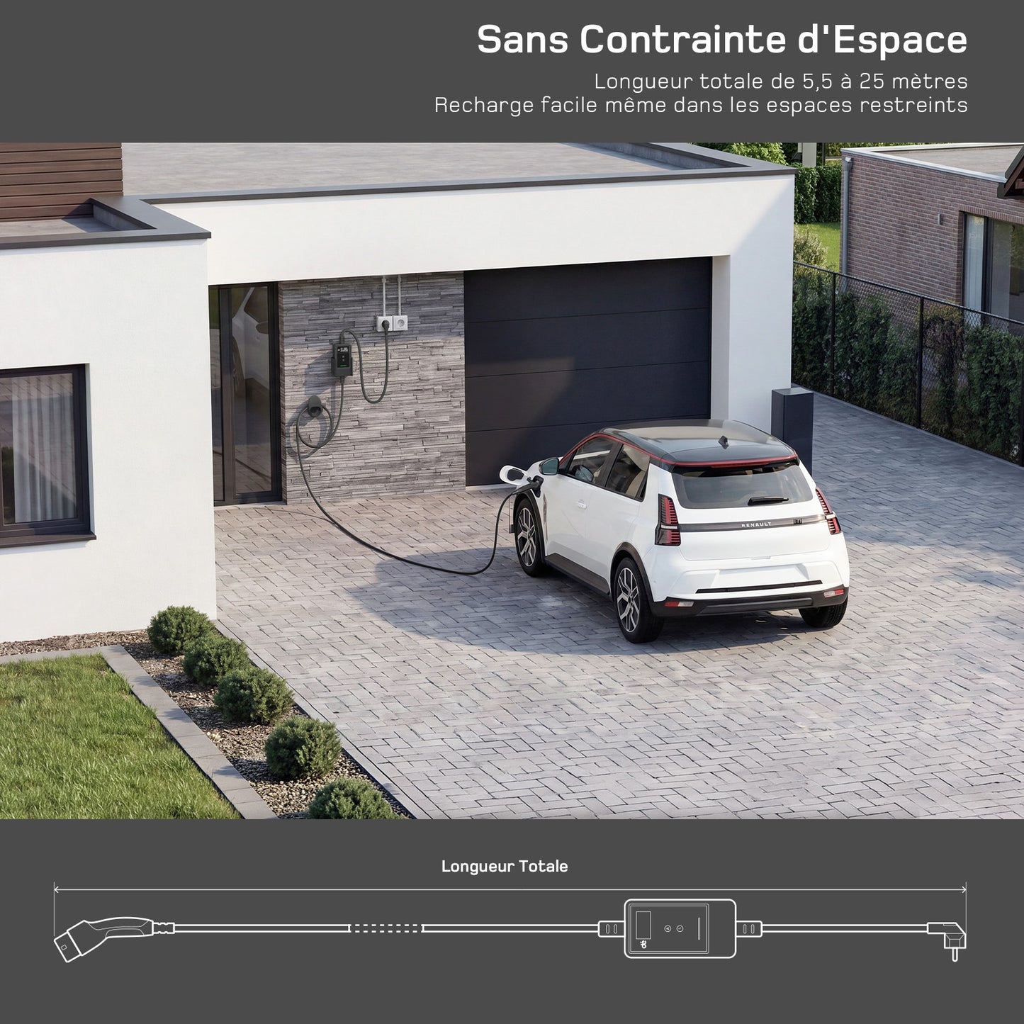 dé Chargeur Voiture Electrique 3,7kW v2– Type 2, idéal maison et voyage