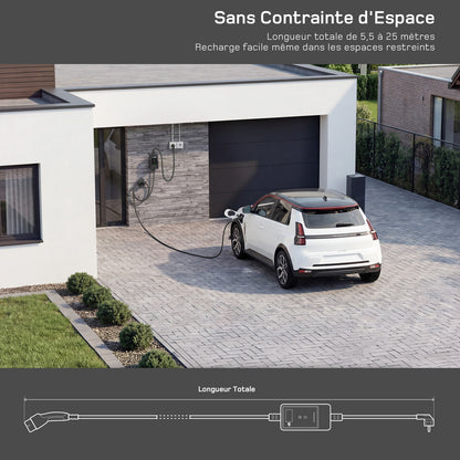 dé Chargeur Voiture Electrique 3,7kW v2– Type 2, idéal maison et voyage