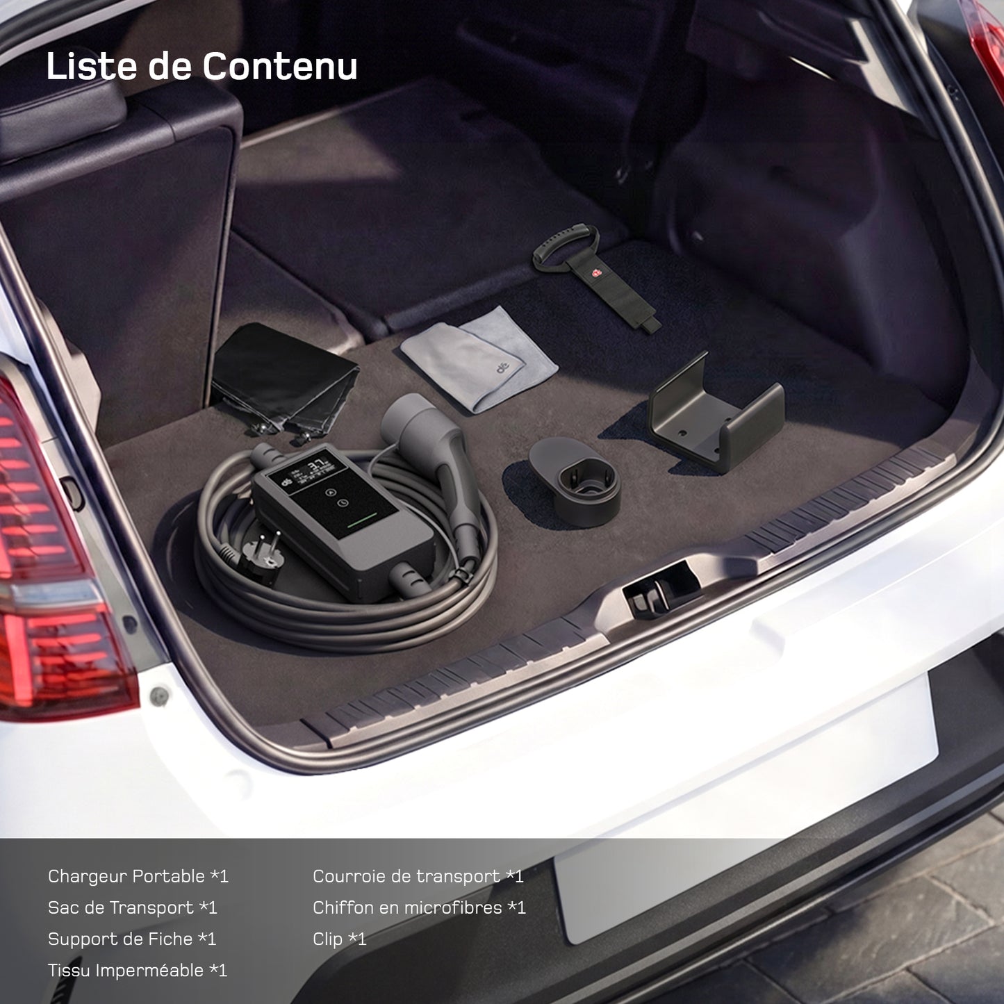 dé Chargeur Voiture Electrique 3,7kW v2– Type 2, idéal maison et voyage