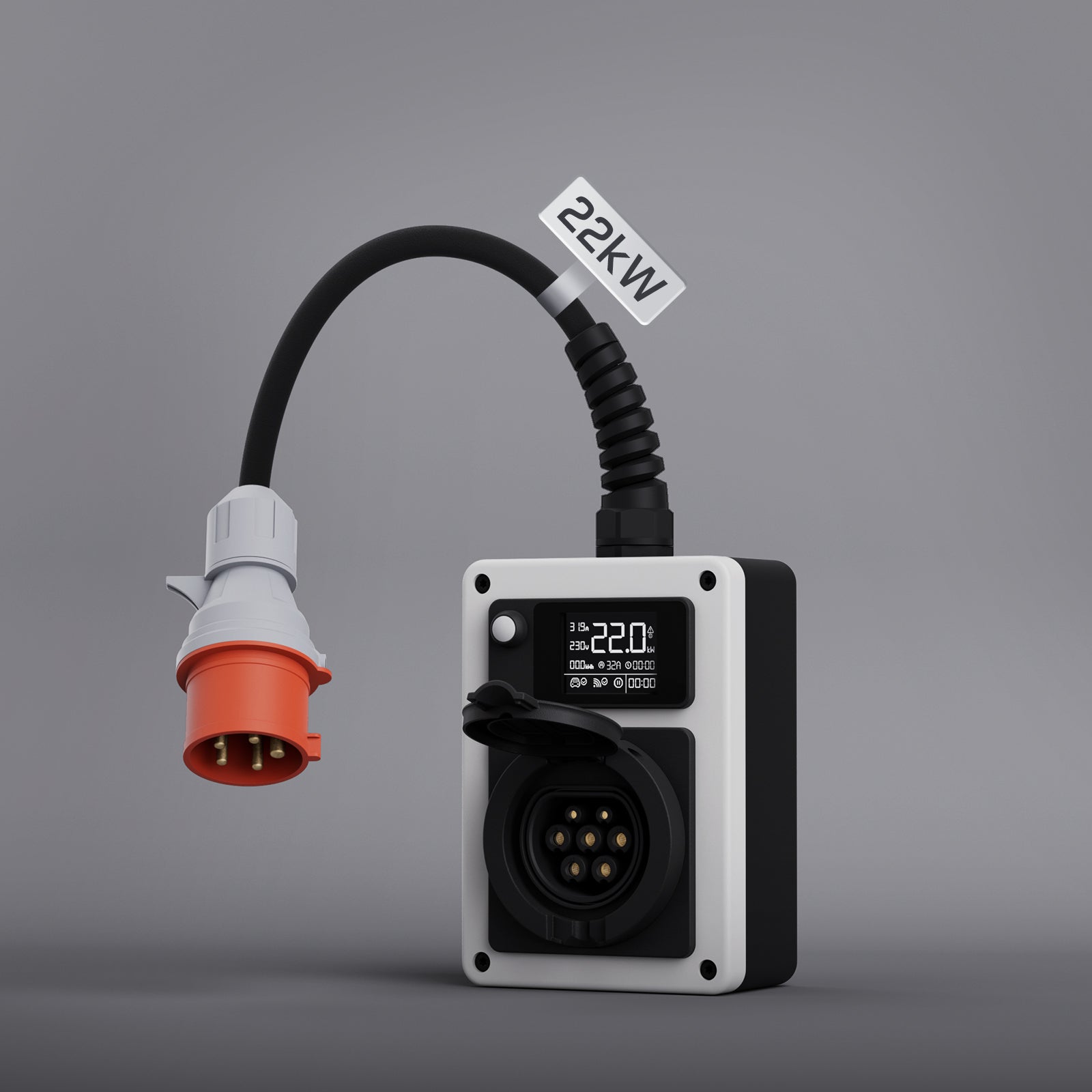 dé Borne de Recharge Mobile 22kW pour Voiture Électrique (CEE 32A, Triphasée)