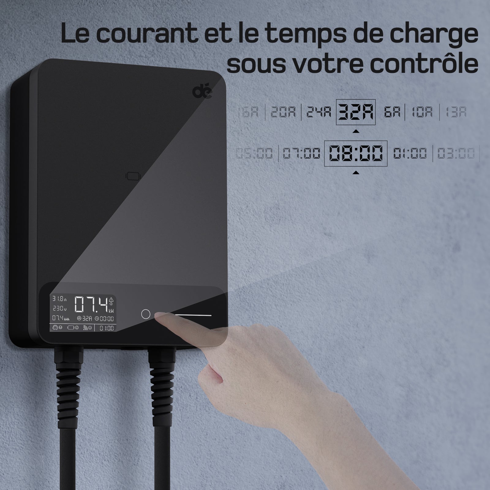 dé Borne de Recharge 7,4kW – Installation monophasée, APP et RFID