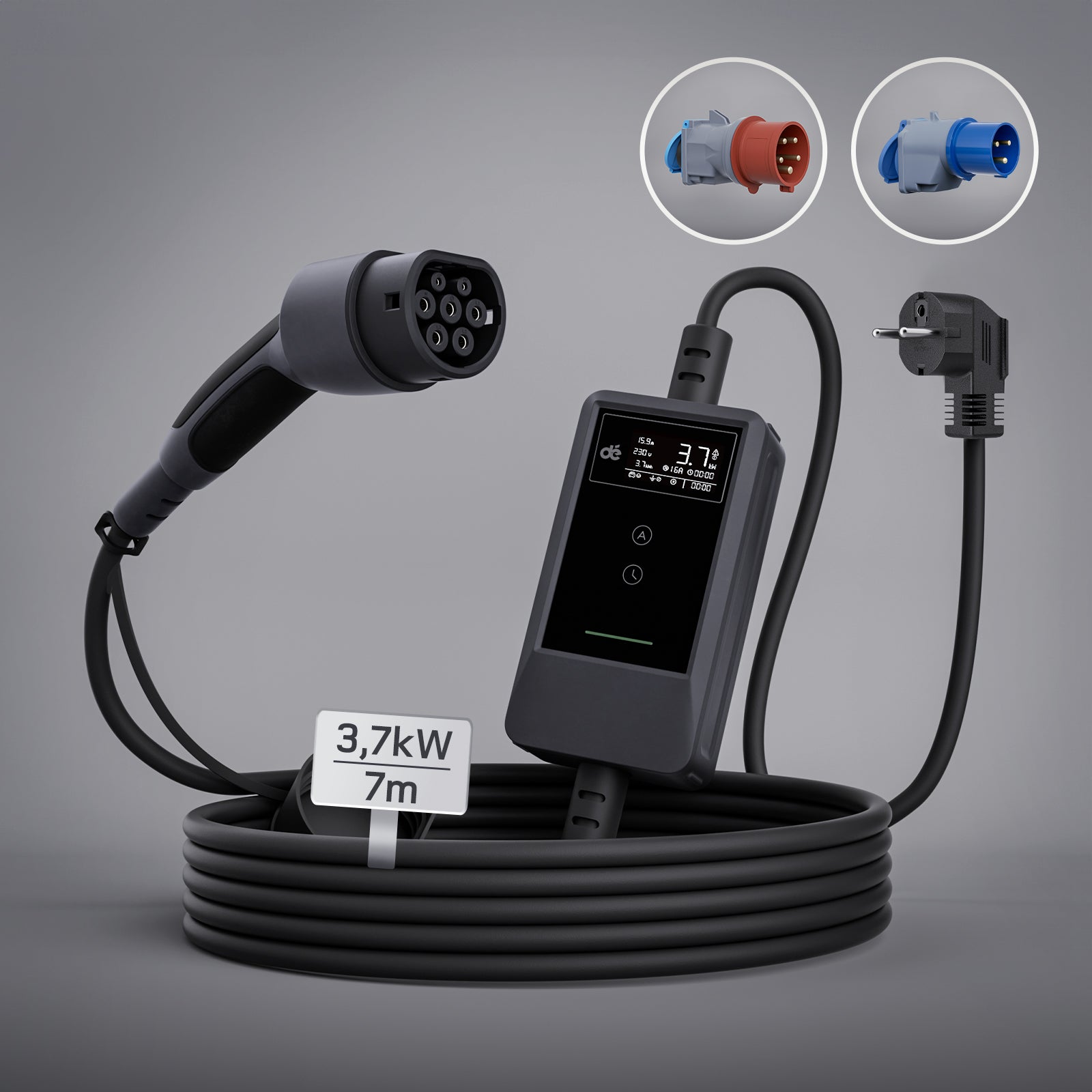 dé Chargeur Voiture Electrique 3,7kW v2– Type 2, idéal maison et voyage